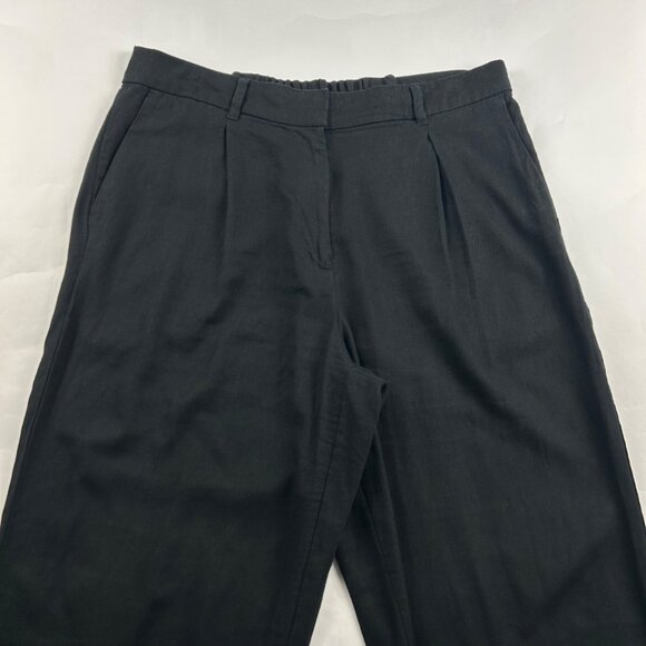 Old Navy Black Linen Blend Taylor High Rise Wide Leg Summer Trouser Pant L - Picture 2 of 7